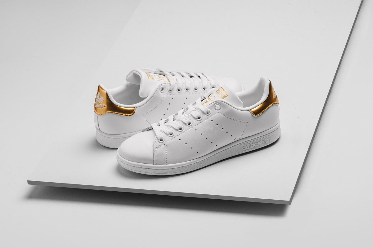 Adidas Originals Women's Stan Smith In Running White/Metallic Gold Available Now