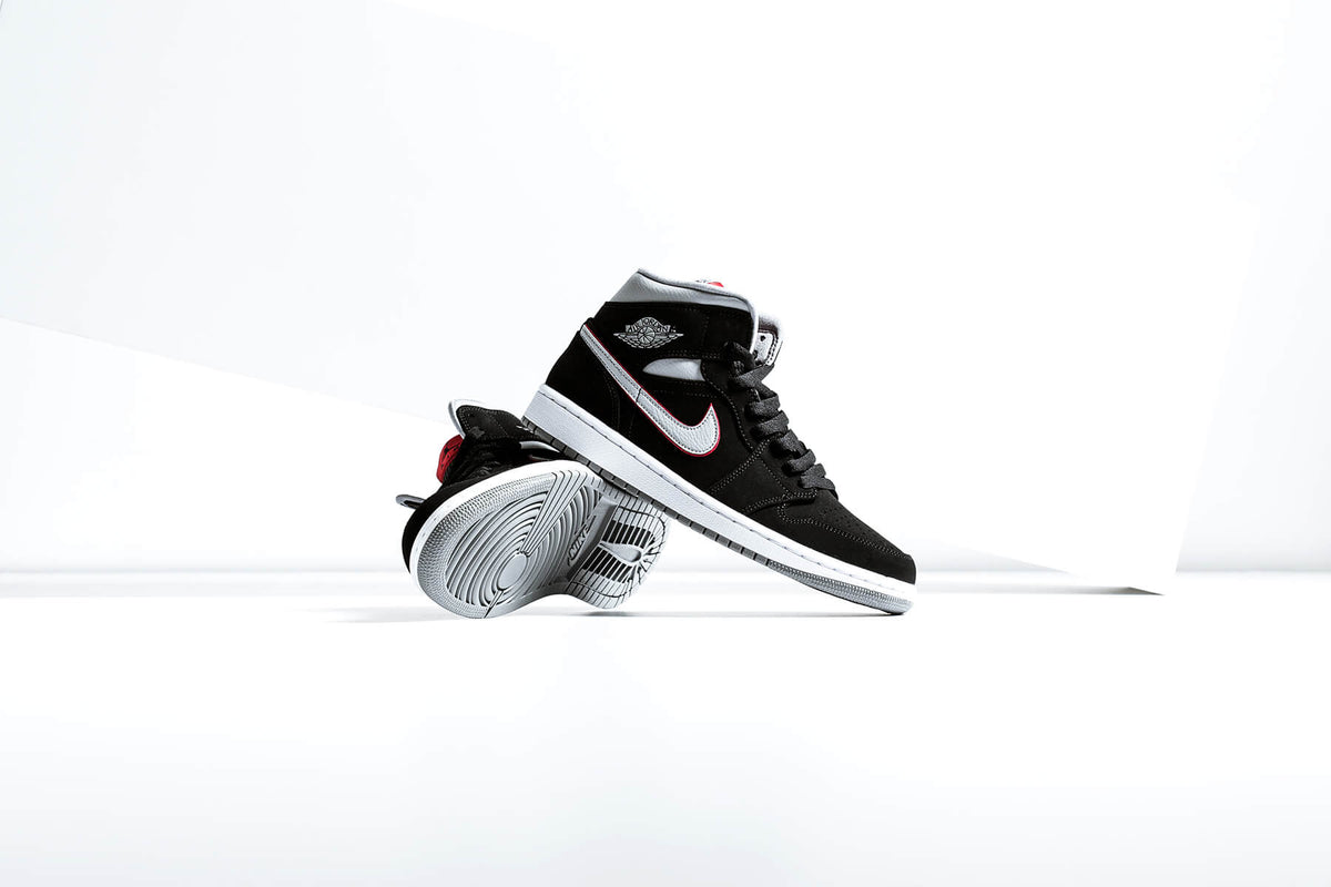 Air Jordan 1 Mid "Black/Particle Grey/Gym Red" Available Now