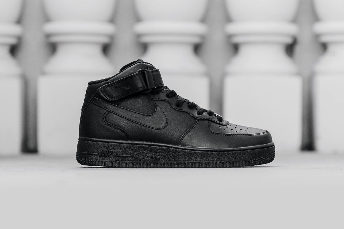 Nike Air Force 1 Mid In Black/Black Available Now