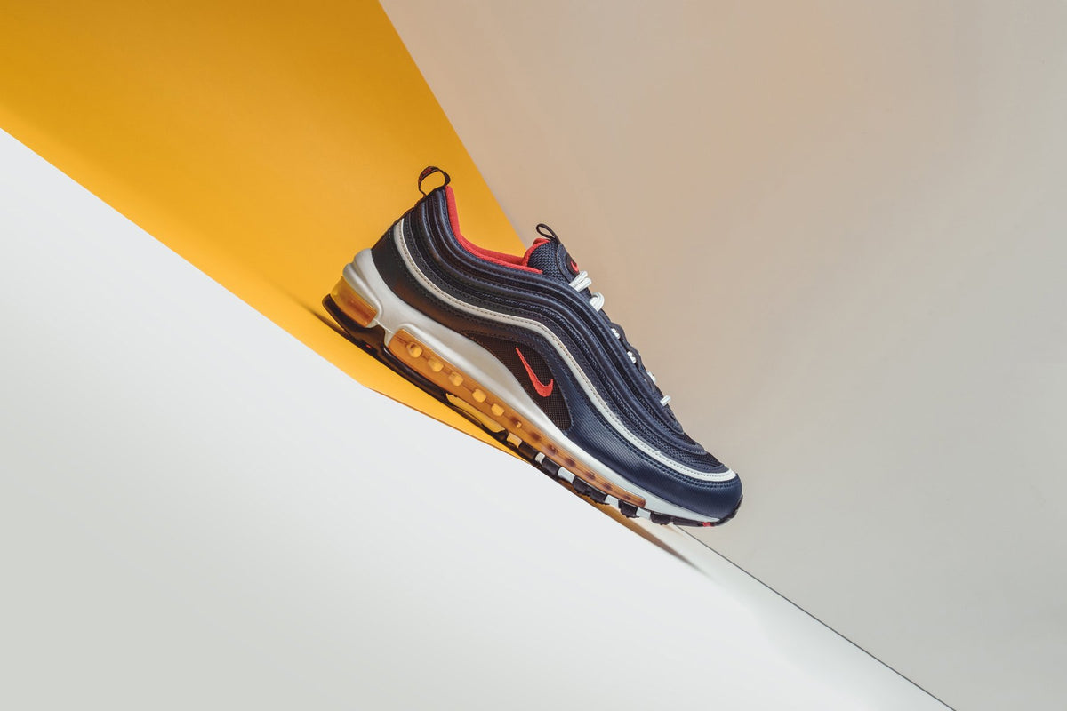 Nike Air Max 97 "Midnight Navy/Habanero Red" Available Now