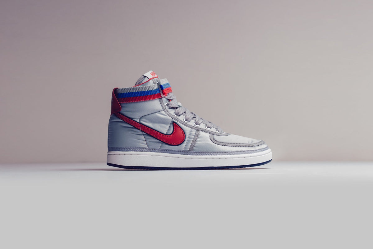 Nike Vandal High Supreme QS In Metallic Silver/University Red Available For Phone Orders Tomorrow At 7AM PST/10AM EST