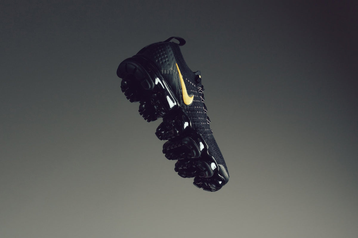 Nike Women's Air VaporMax Flyknit 2 "Black/Metallic Gold" Available Now