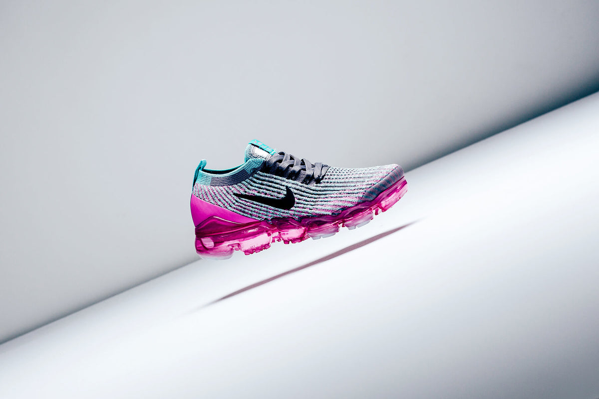 Nike Women's Air VaporMax Flyknit 3 "Gunsmoke/Black/Laser Fuchsia" Available Now
