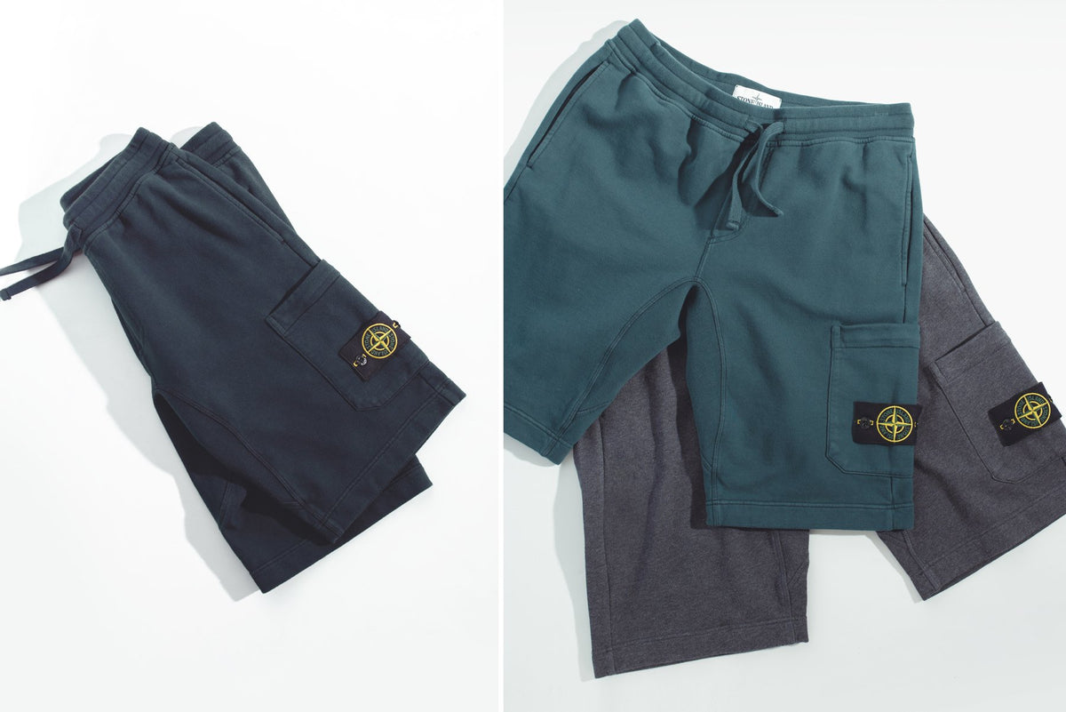 Stone Island Cotton Fleece Shorts Available Now