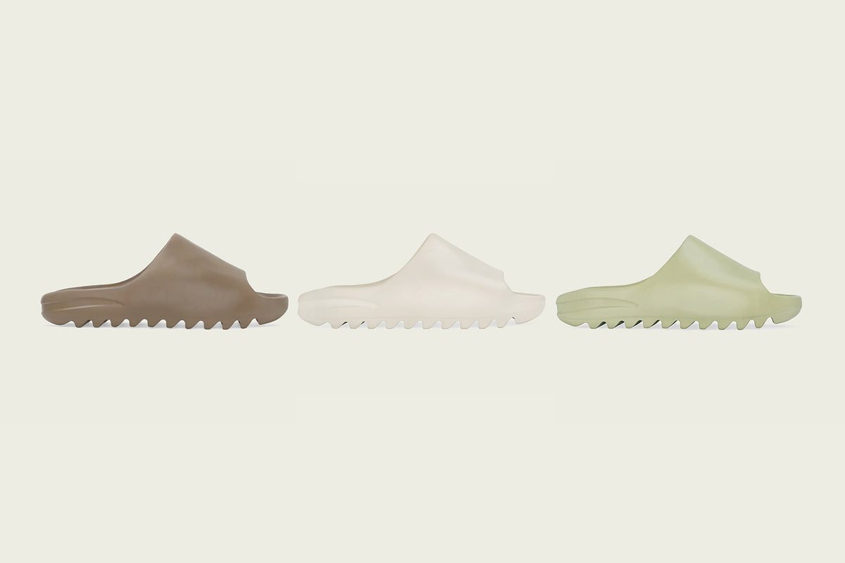 adidas YEEZY Slides in Resin, Bone and Earth Brown