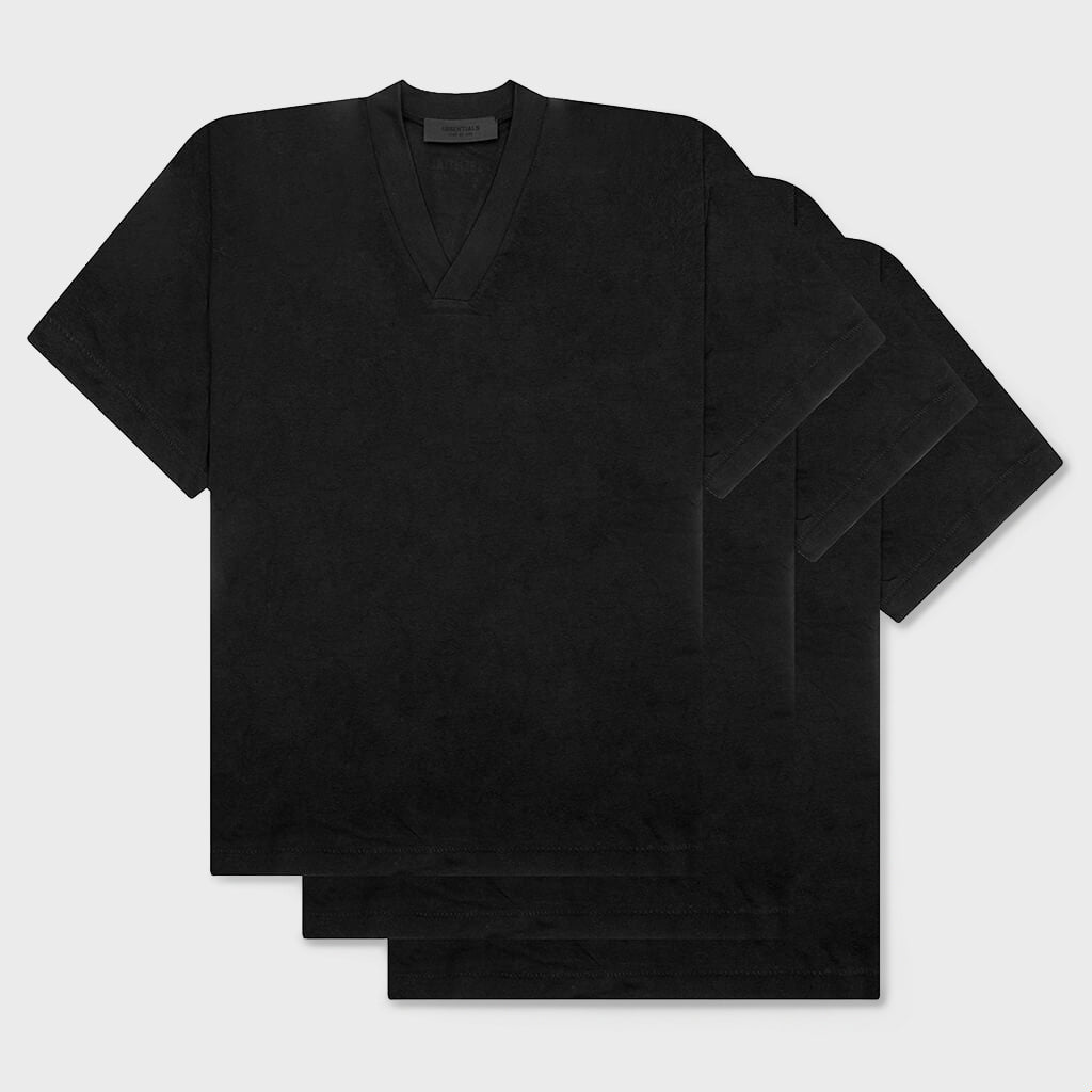3-Pack Essential V-Neck Tee - Black