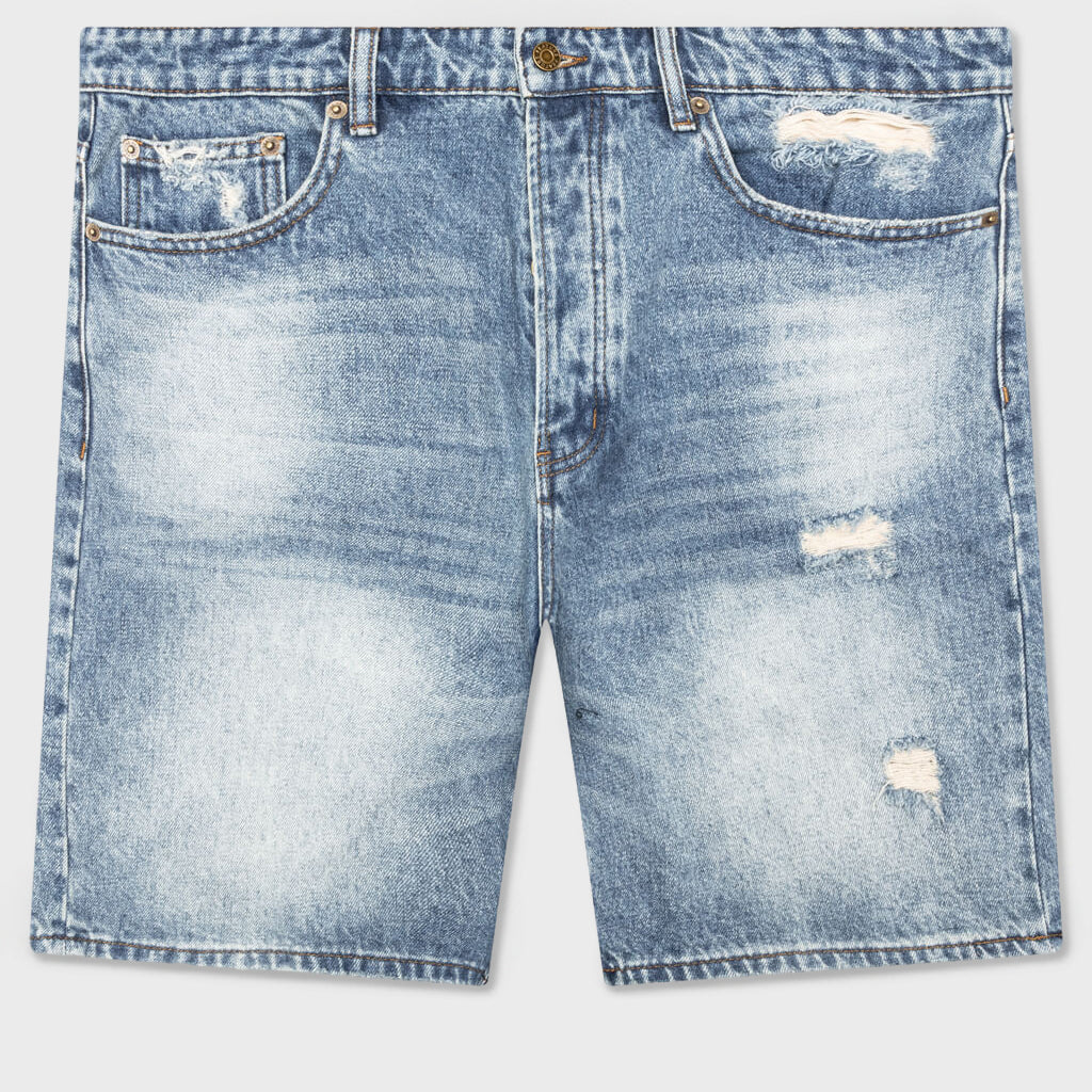 Berry Wide Denim Short - Vintage Med Blue