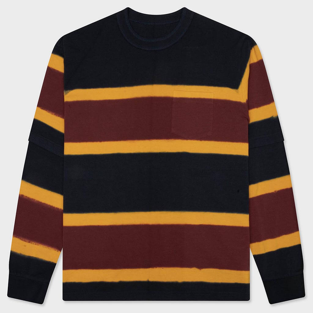 Chusen-Dyed Cotton Jersey L/S T-Shirt - Navy/Multi