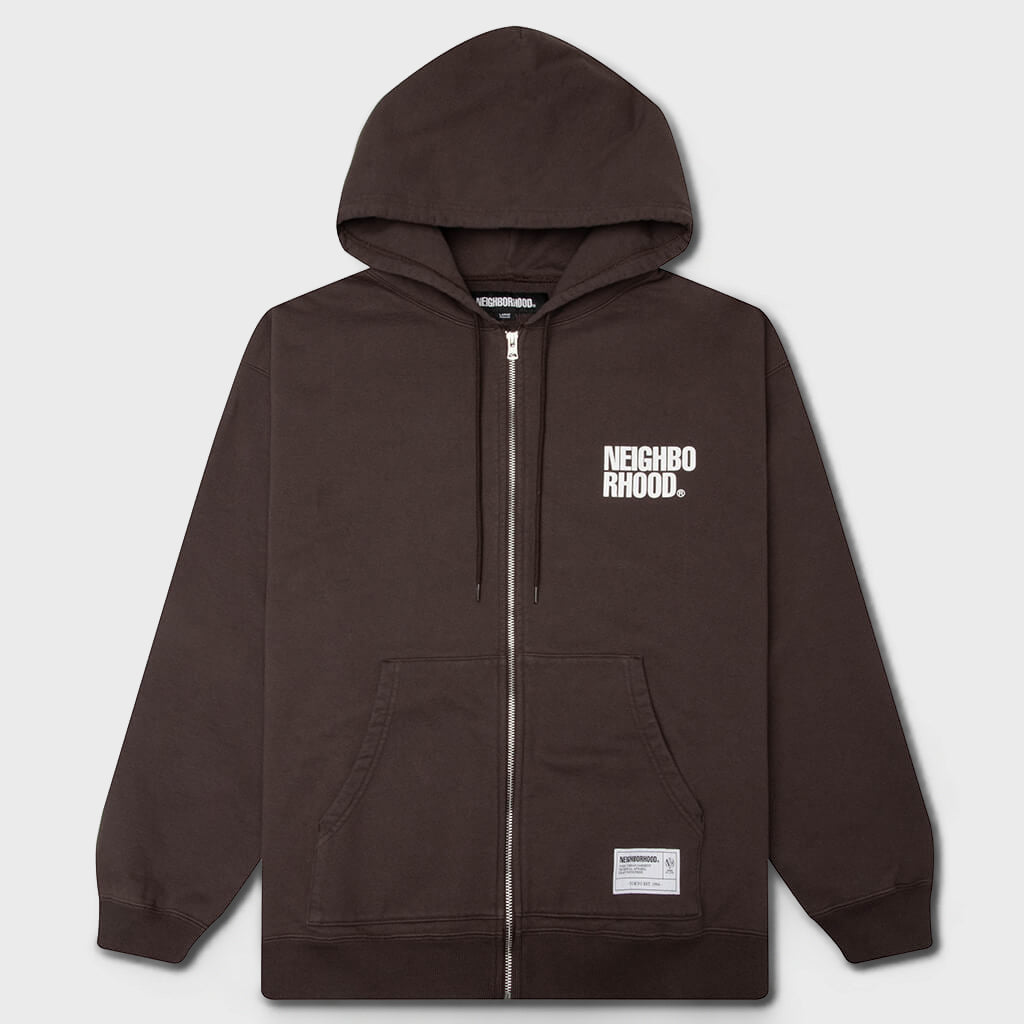 Classic L/S Sweat Zip Hoodie - Brown