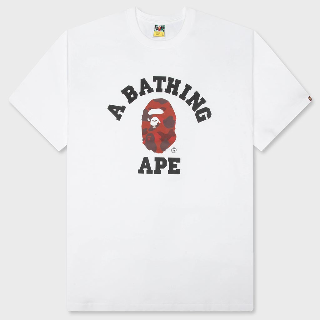 Color Camo College Tee - White/Red