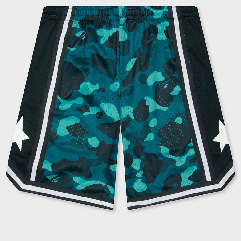 Color Camo Mesh Relaxed Fit Shorts - Green