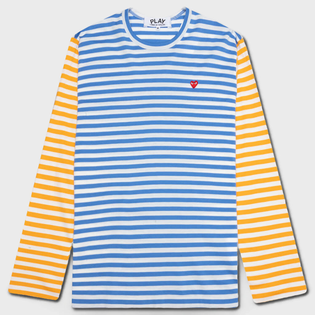 Bi-Color Stripe T-Shirt - Blue/Yellow