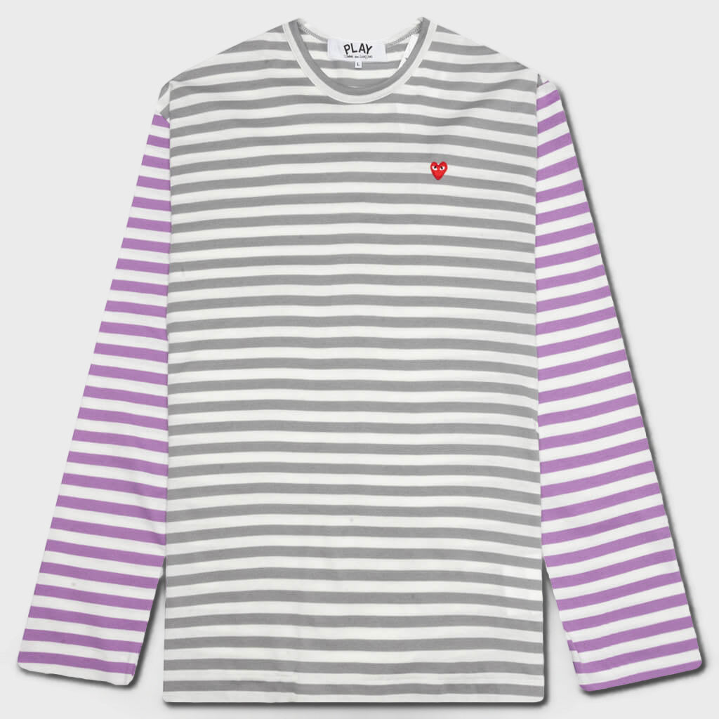 Bi-Color Stripe T-Shirt - Grey/Purple