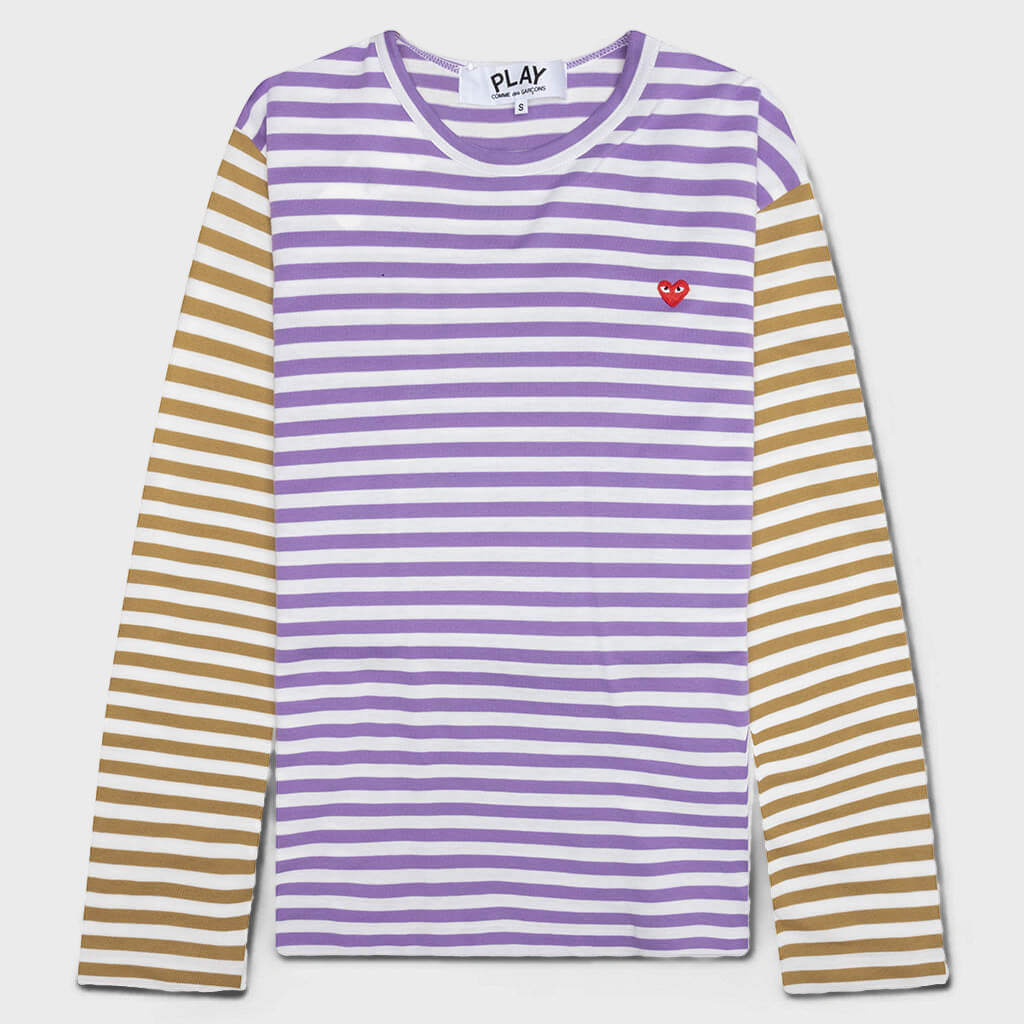 Bi-Color Stripe T-Shirt - Purple/Olive