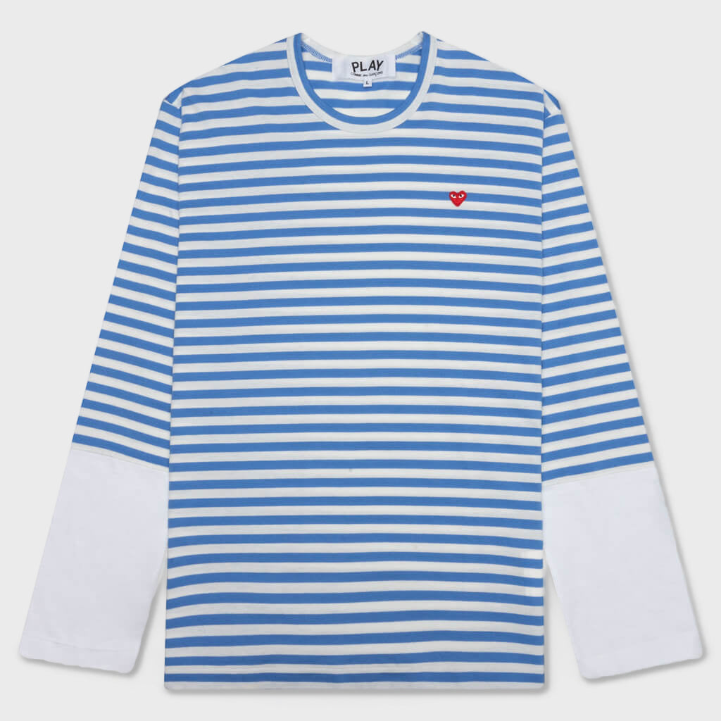 Stripe White T-Shirt - Blue