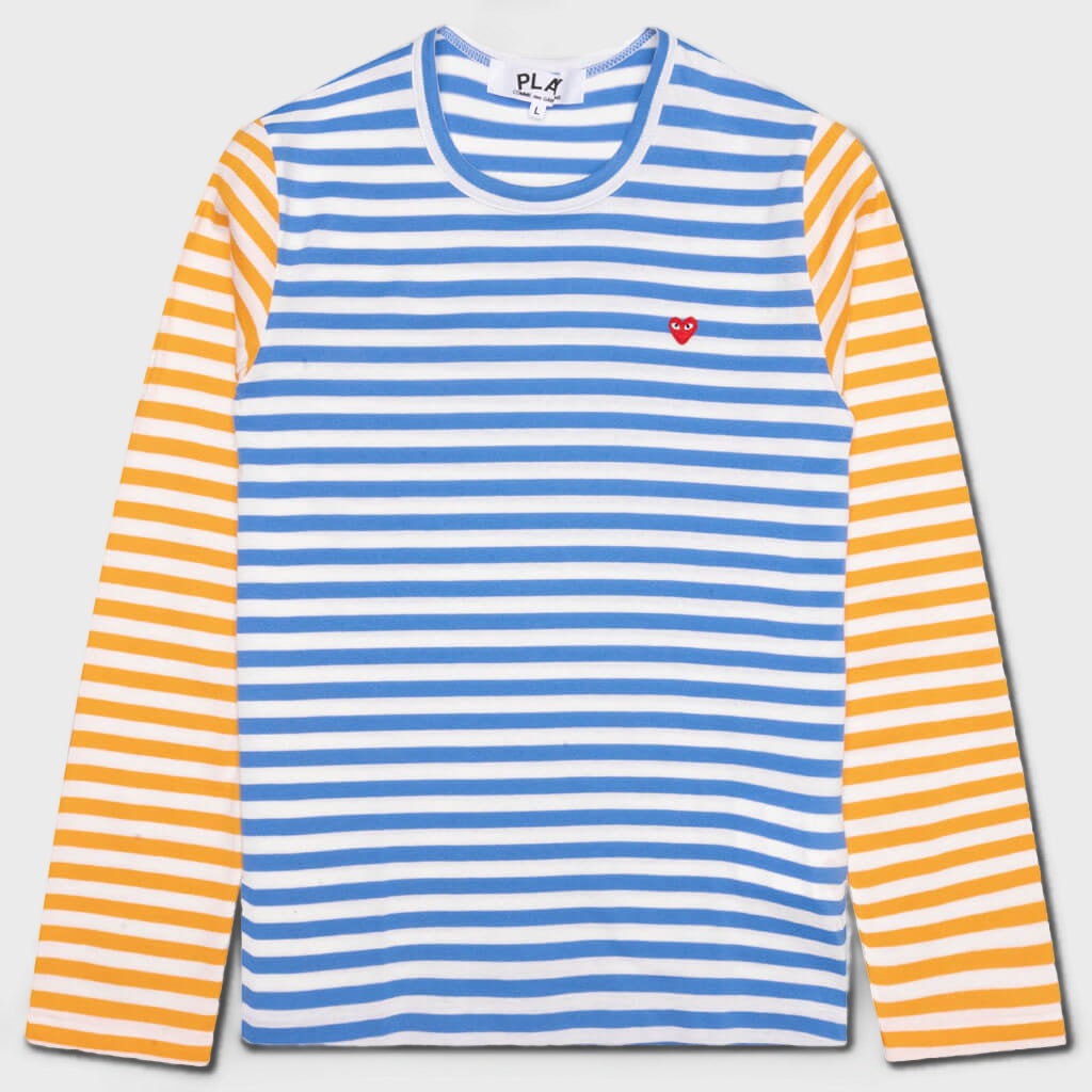 Women's Bi-Color Stripe T-Shirt - Blue/Yellow
