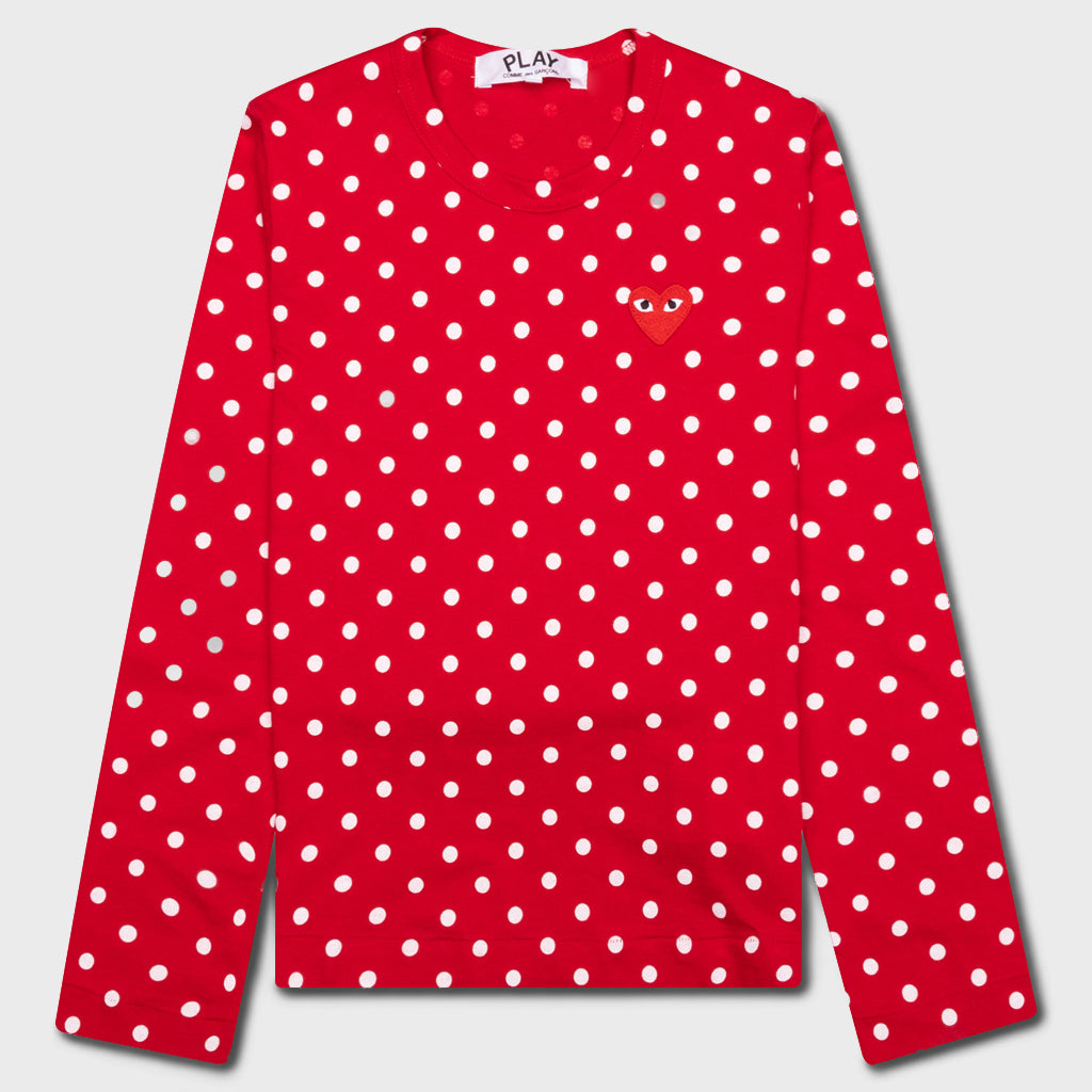 Women's Polka Dot L/S T-Shirt - Red