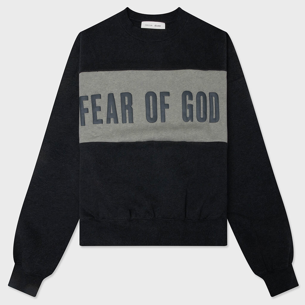 Cropped Relaxed Panelled Sweatshirt - Iron Grey Heather/Seal Heather