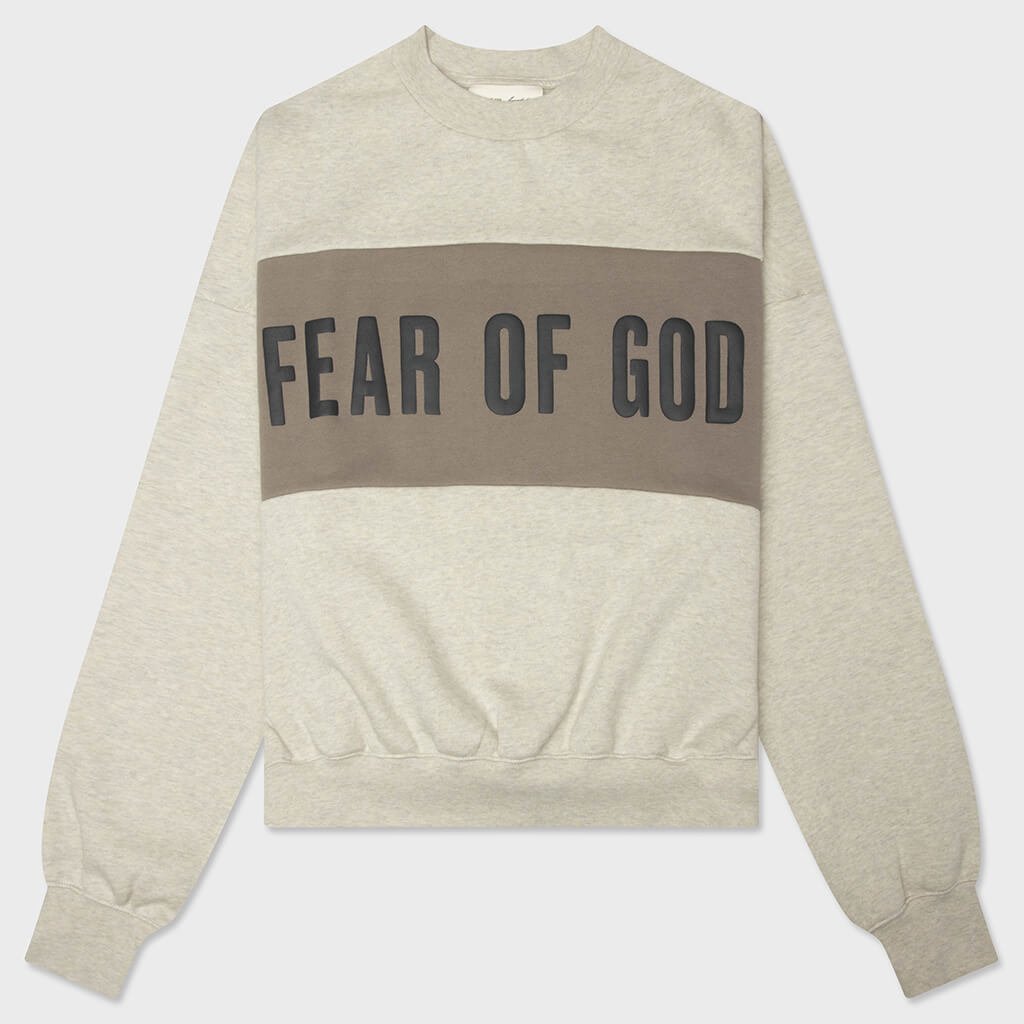 Cropped Relaxed Panelled Sweatshirt - Vanilla Heather/Seal