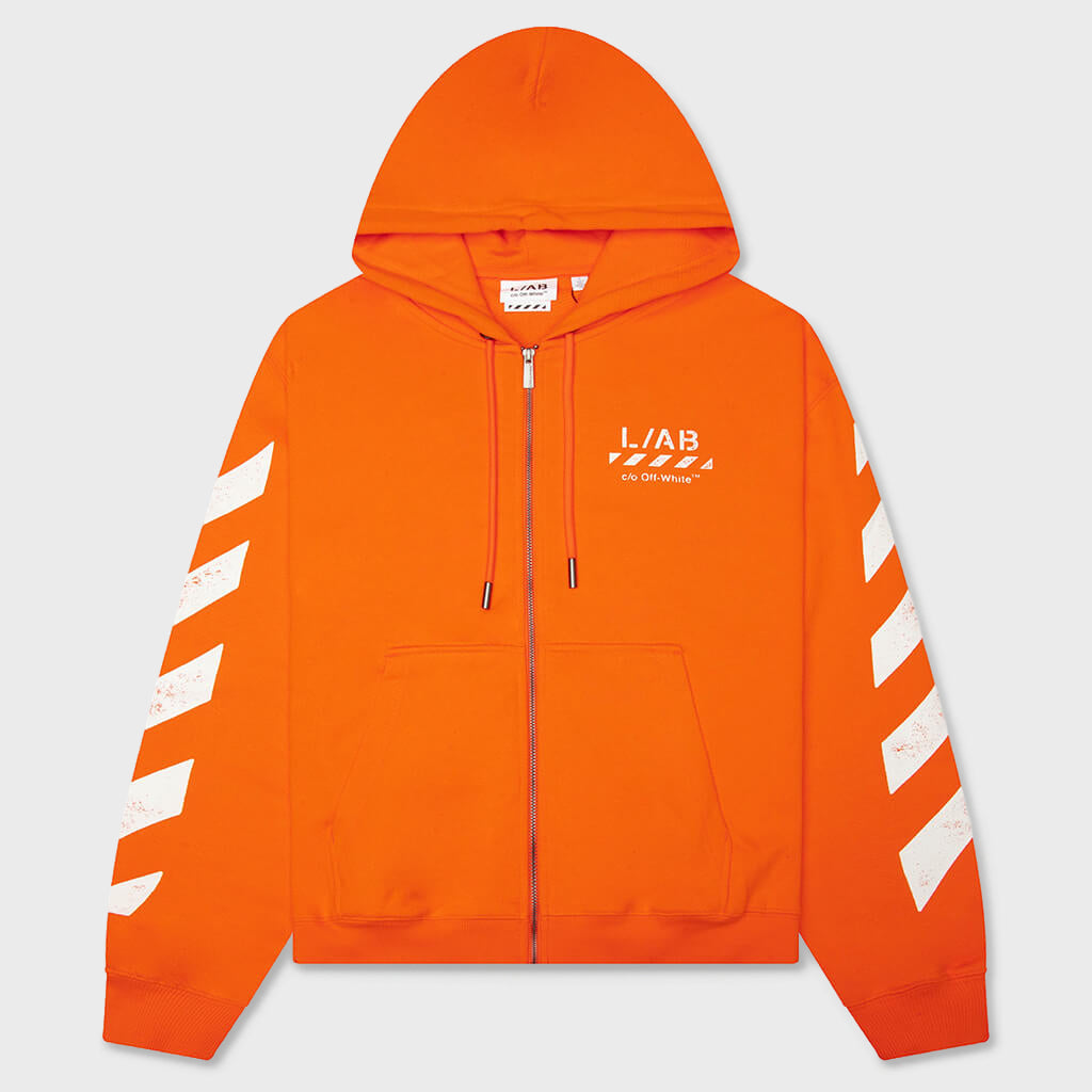 Core Diagonal Zip Hoodie - Orange Tiger