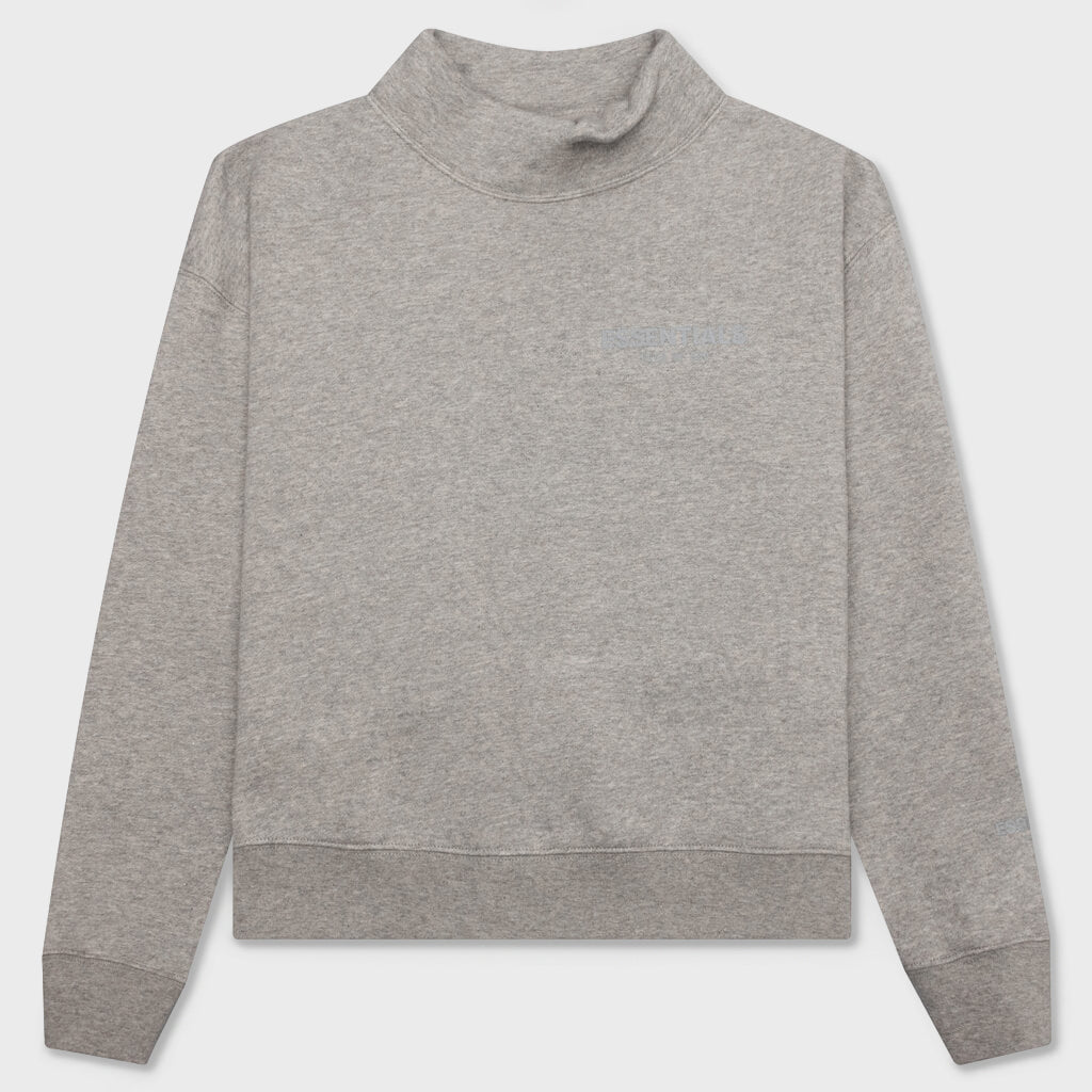 Essentials Kid's Pullover Mockneck - Dark Heather Oatmeal