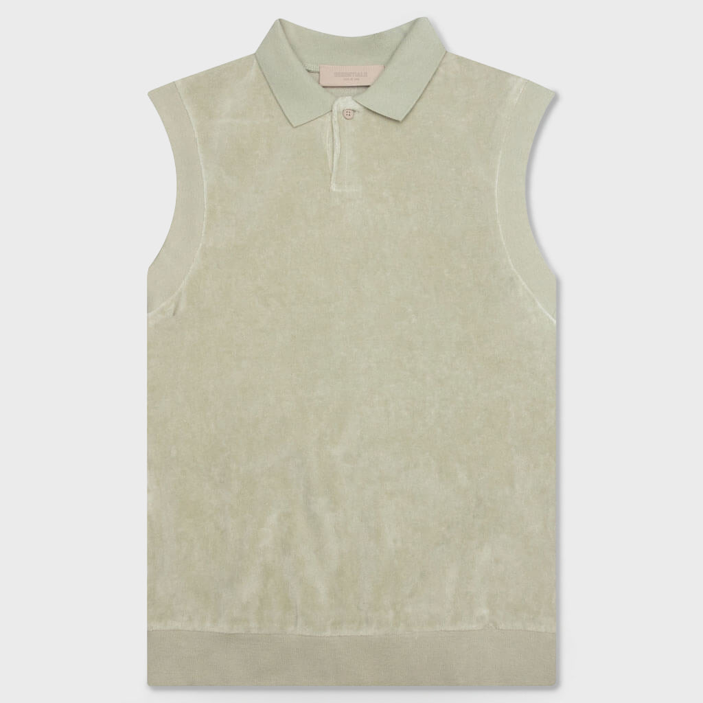 Essentials Women's Velour Sleeveless Polo - Seafoam