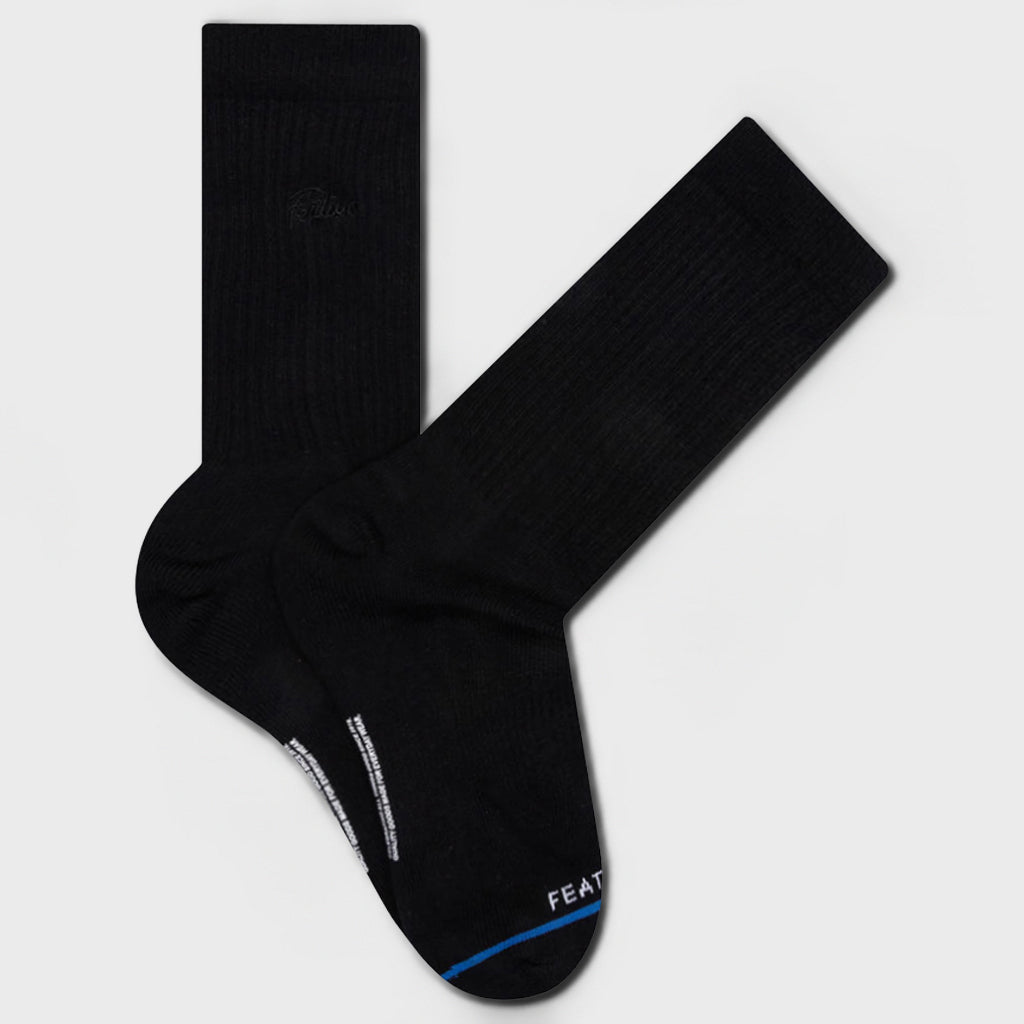 Tonal Script Crew Sock - Black