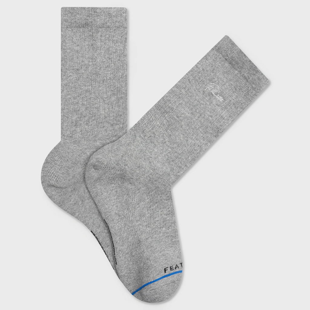 Tonal Script Crew Sock - Heather Grey