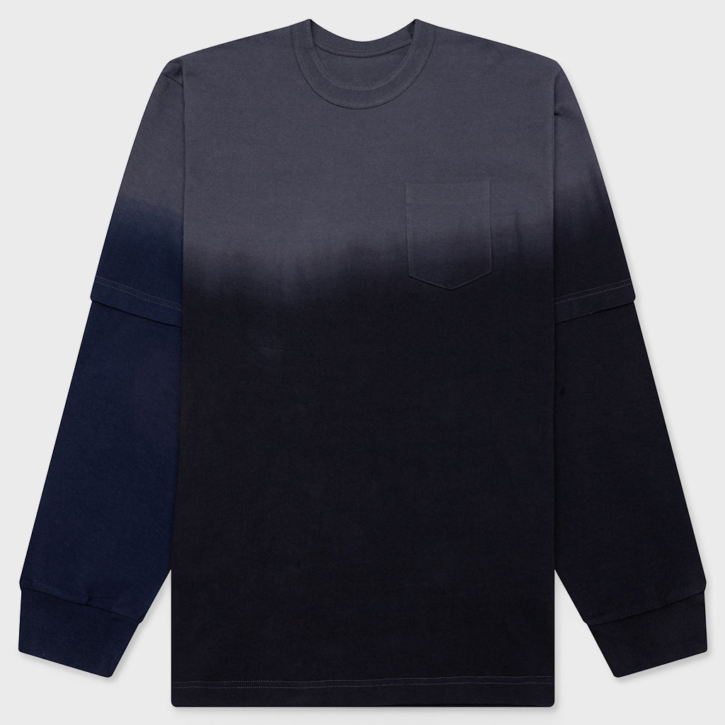Garment Dye Cotton Jersey L/S T-Shirt - Black