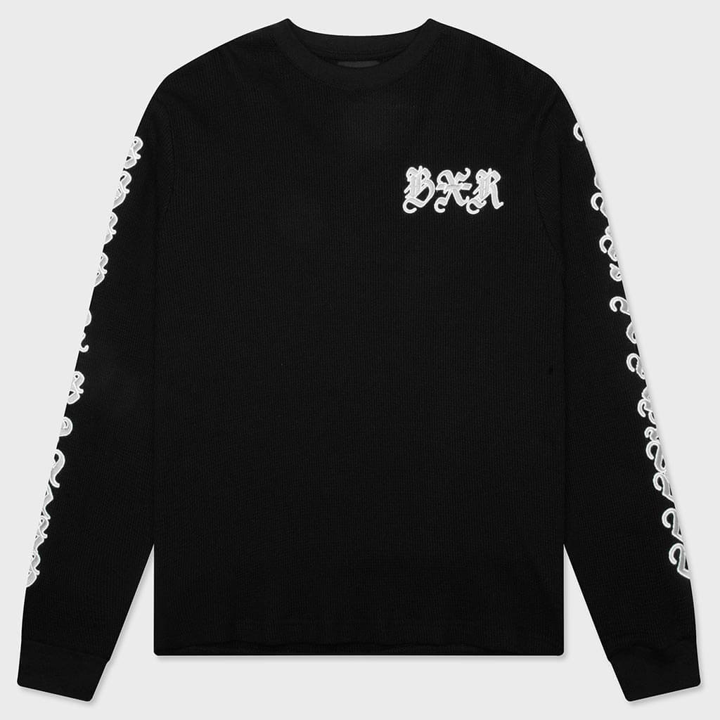 Gothic Embroidered Waffle Thermal - Black