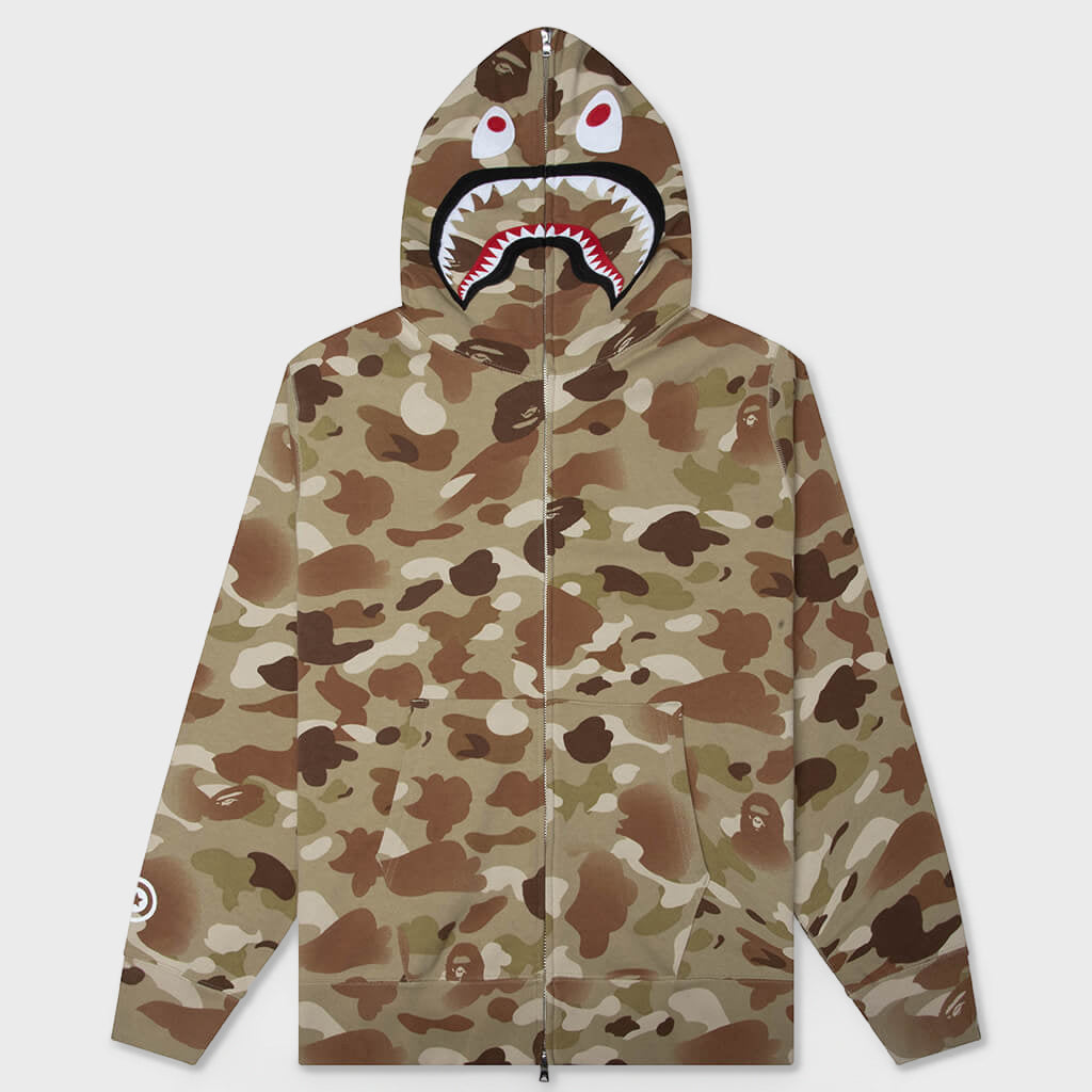 Graduation Camo Shark Full Zip Hoodie - Beige