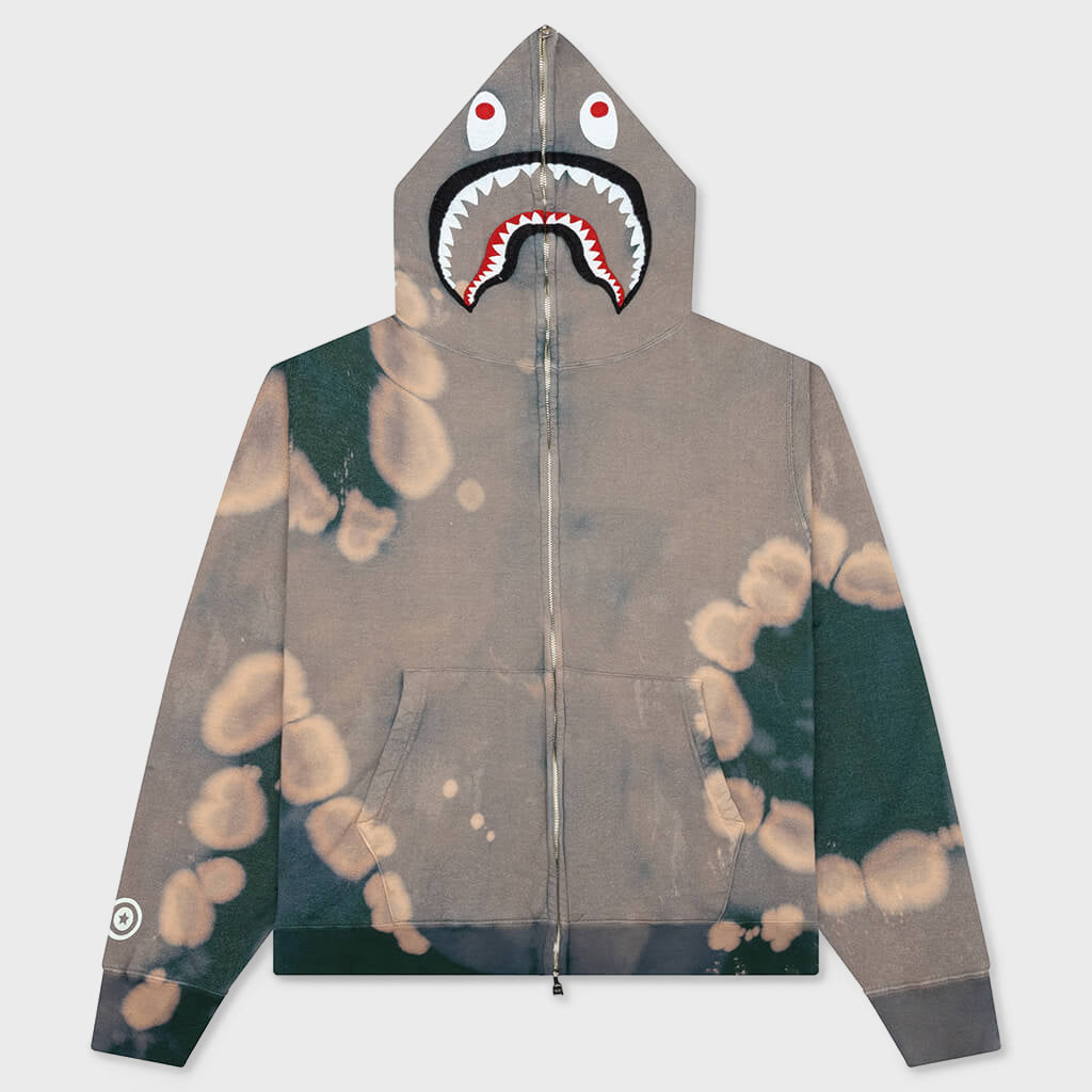 Hand Dye Shark Full Zip Hoodie - Green