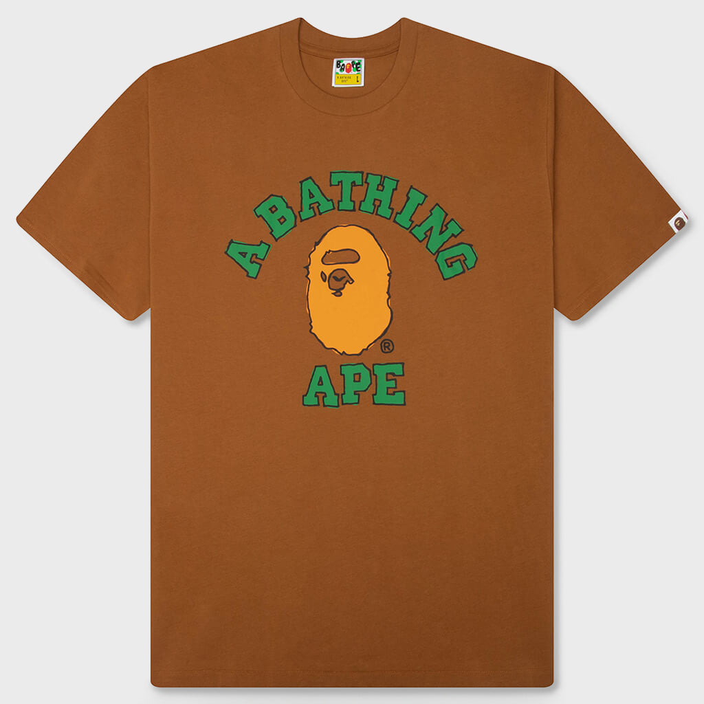 Hand Drawn College Relaxed Fit Tee - Beige