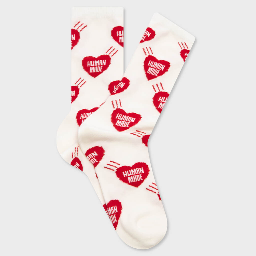 Heart Socks - White