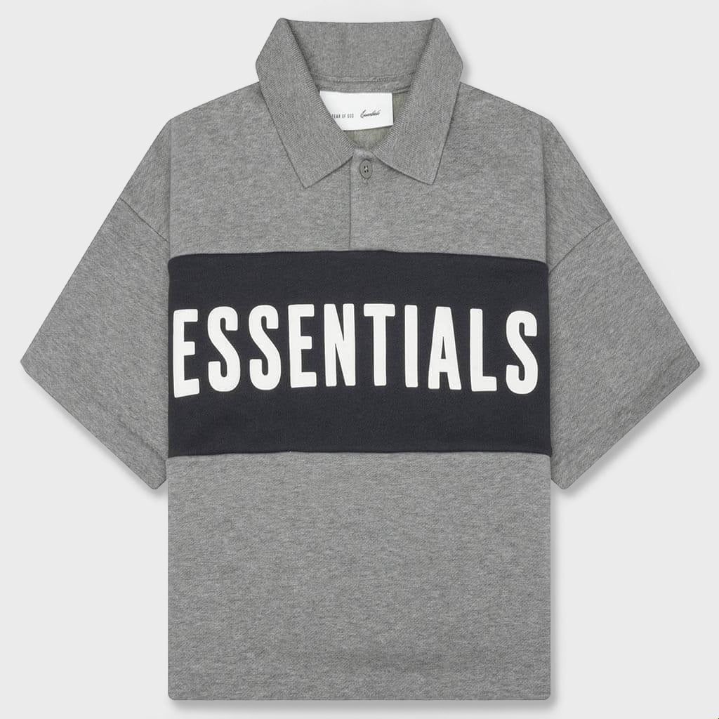 Kids Cropped Polo - Seal Heather/Iron Grey