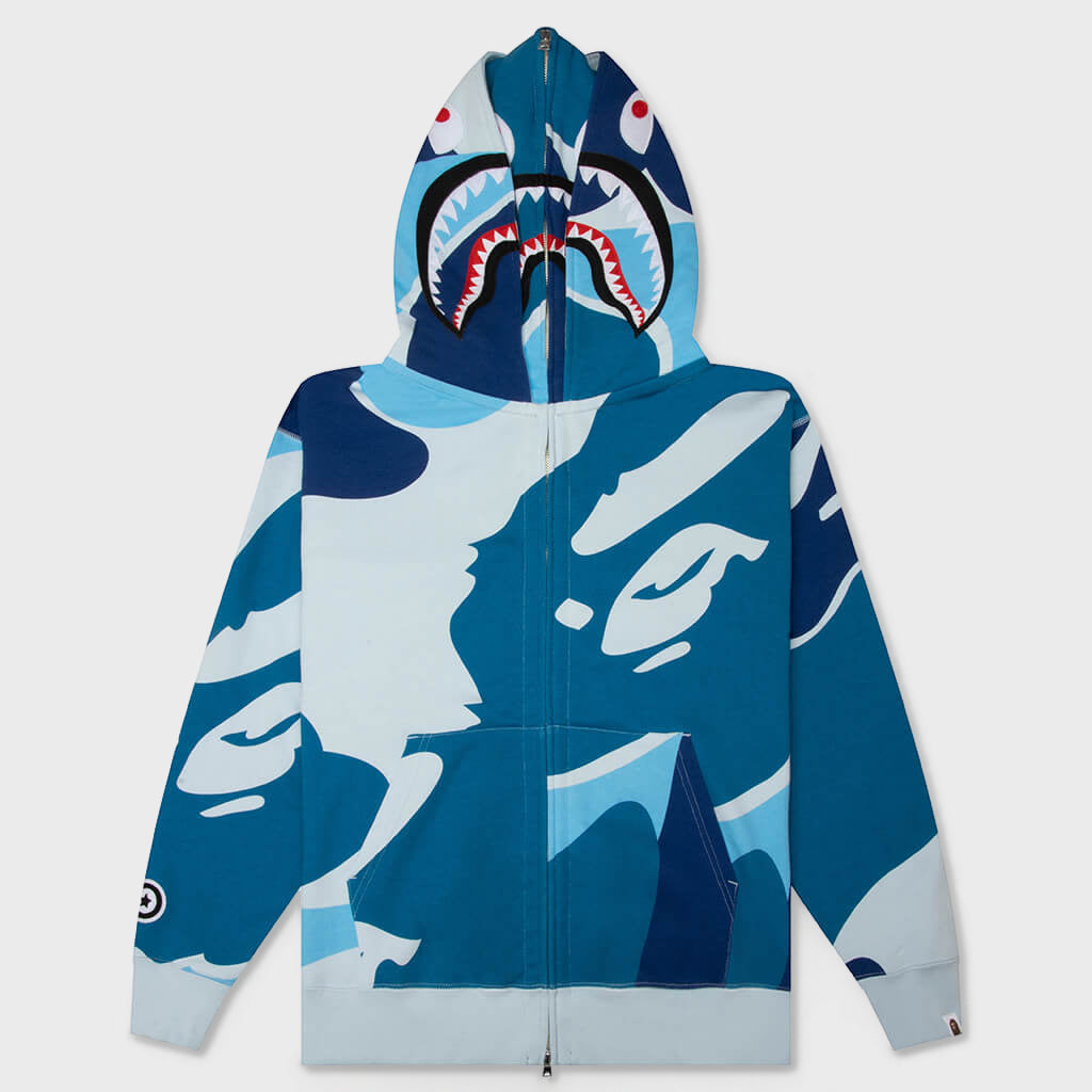 Mega ABC Camo Double Shark Relaxed Fit Full Zip Hoodie - Blue