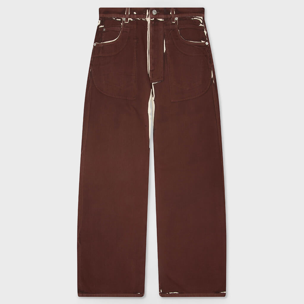Screen Printed Denim Wide Leg Pant - Tobacco