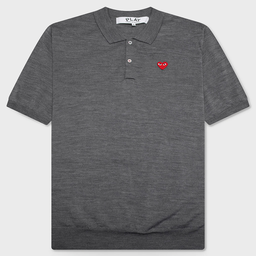 Red Emblem S/S Polo Neck - Grey