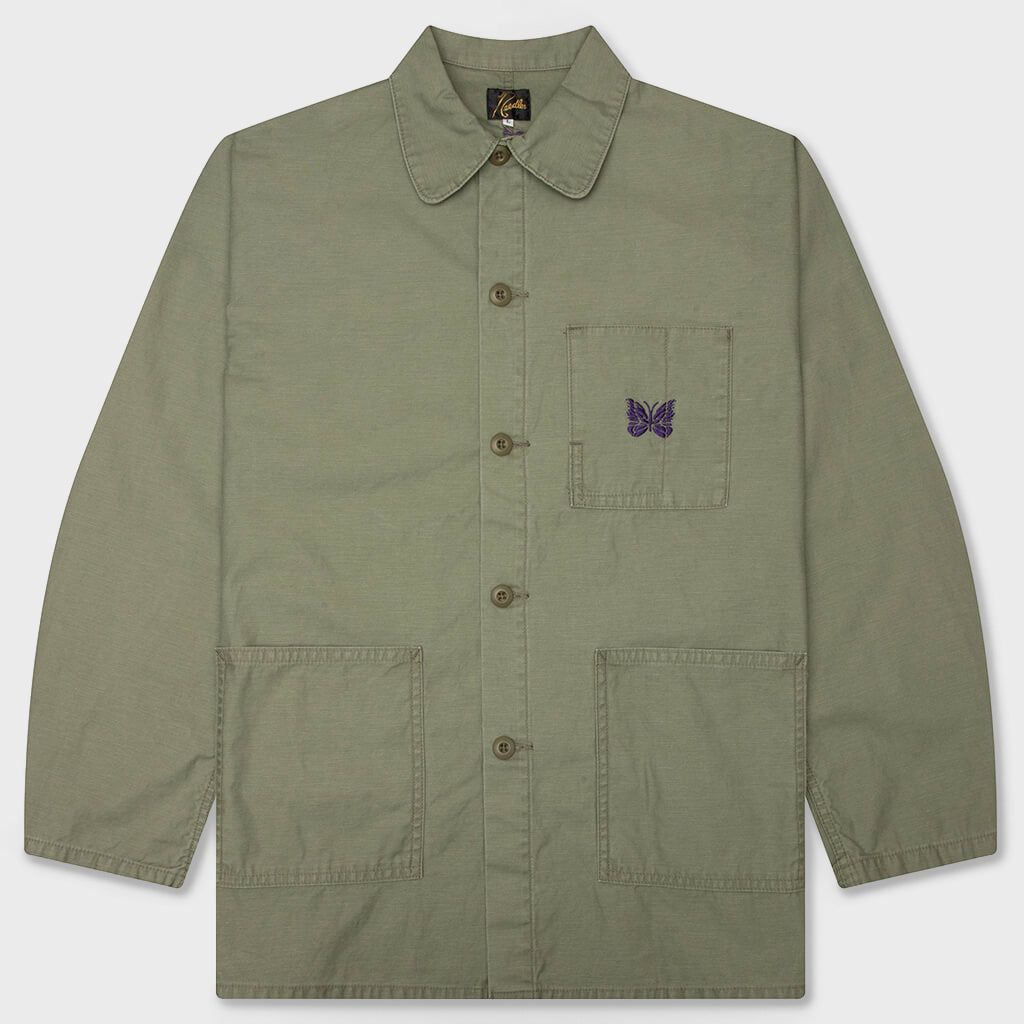 Reversed Sateen Coverall Jacket - Olive