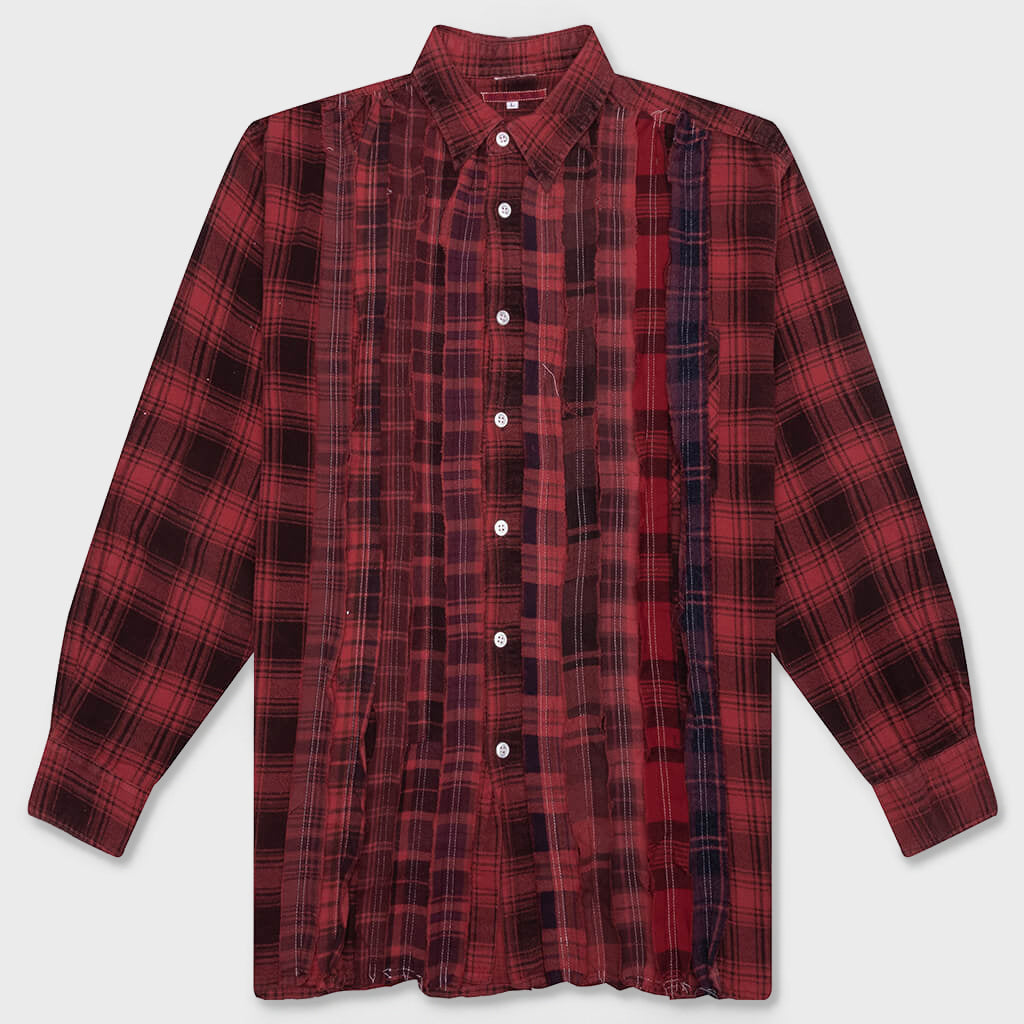 Ribbon Over Dye Flannel Shirt - Red