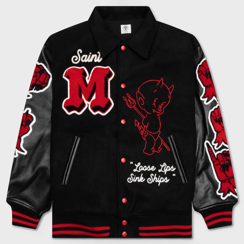 Saint Michael Devil Varsity Jacket - Black