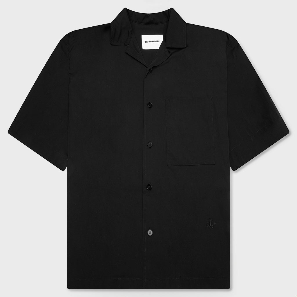 Glass Finish Cotton Poplin Shirt - Black