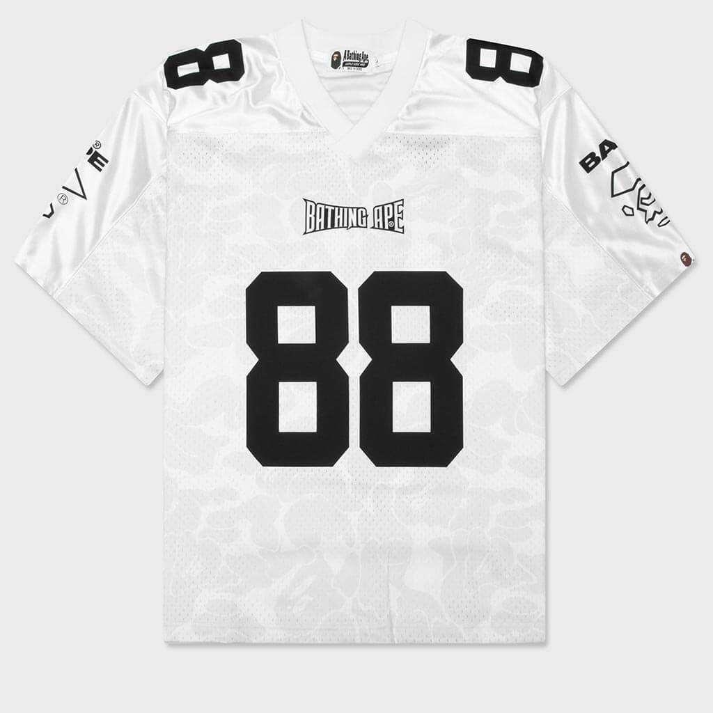 Solid Camo Multi Logo Relaxed Fit Football Jersey Tee - White