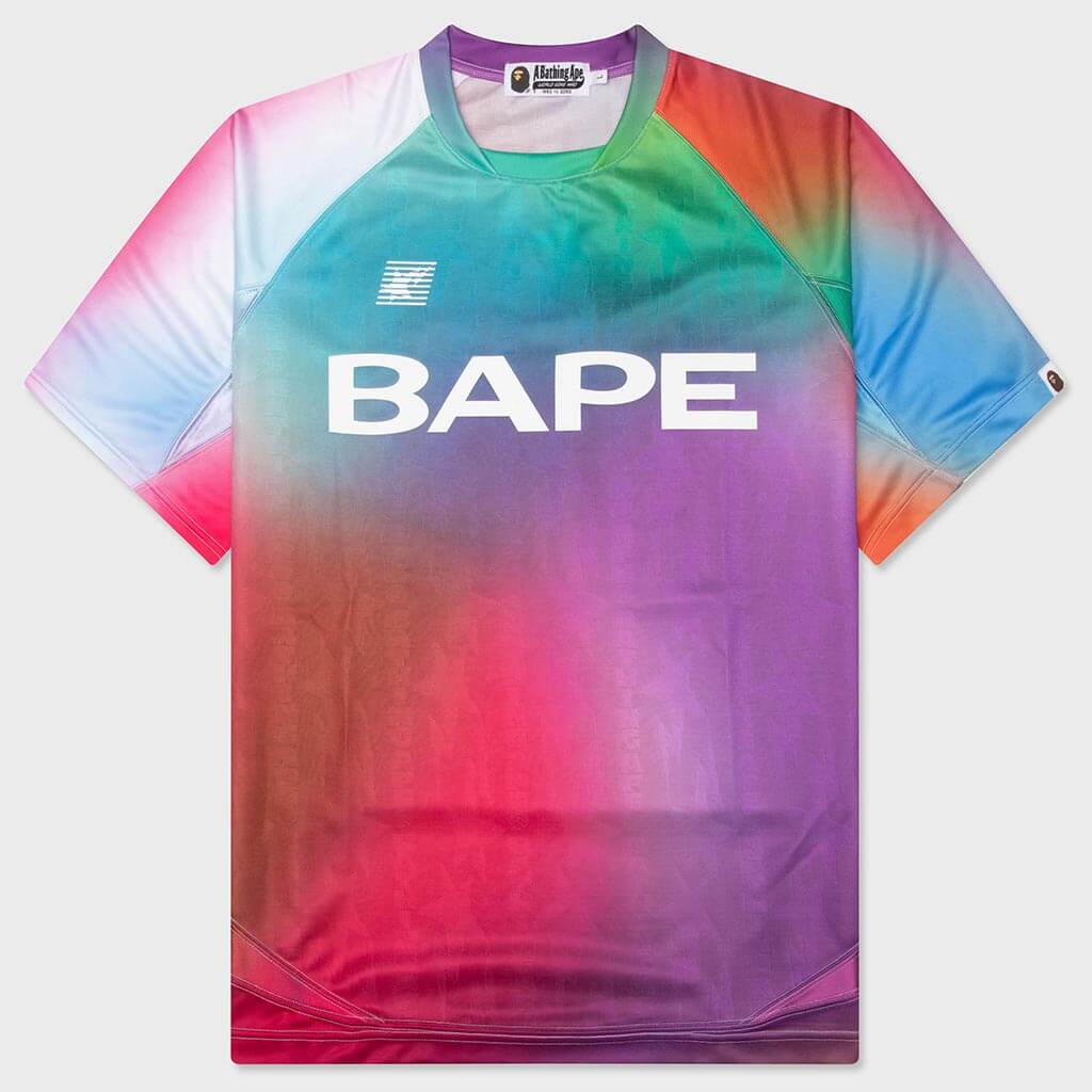 Tie Dye STA Stripe Pattern Relaxed Fit Football Jersey Tee - Multi