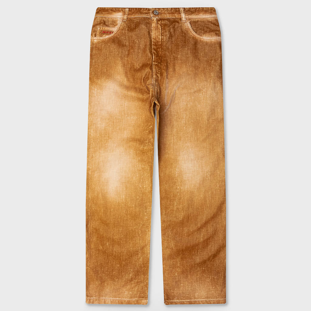 Garment Dyed Flock Denim Trousers - Moccasin