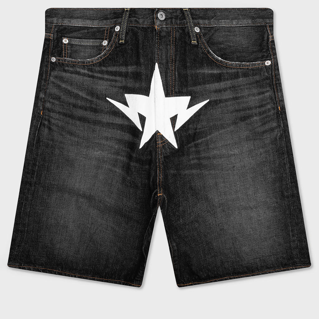 Twin STA Relaxed Fit Denim Shorts - Black