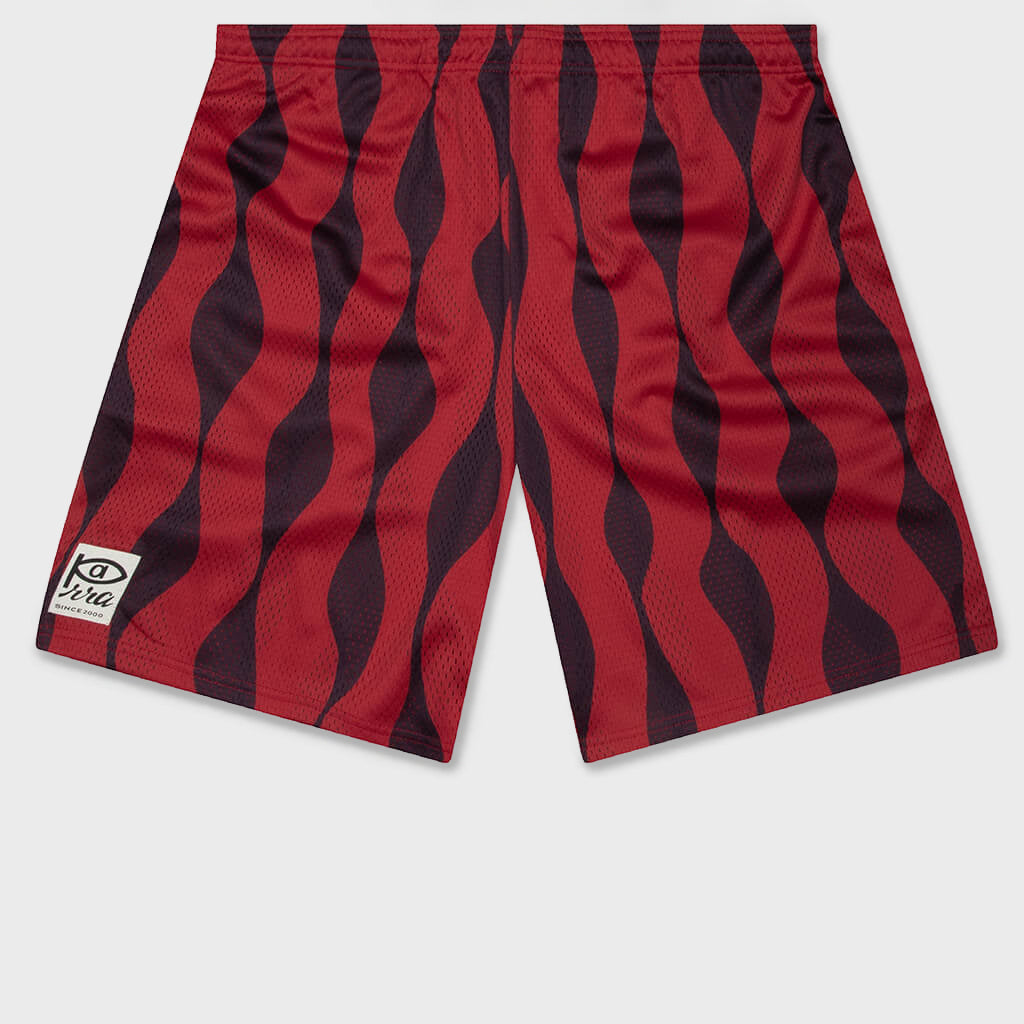 Waved Mesh Shorts - Red