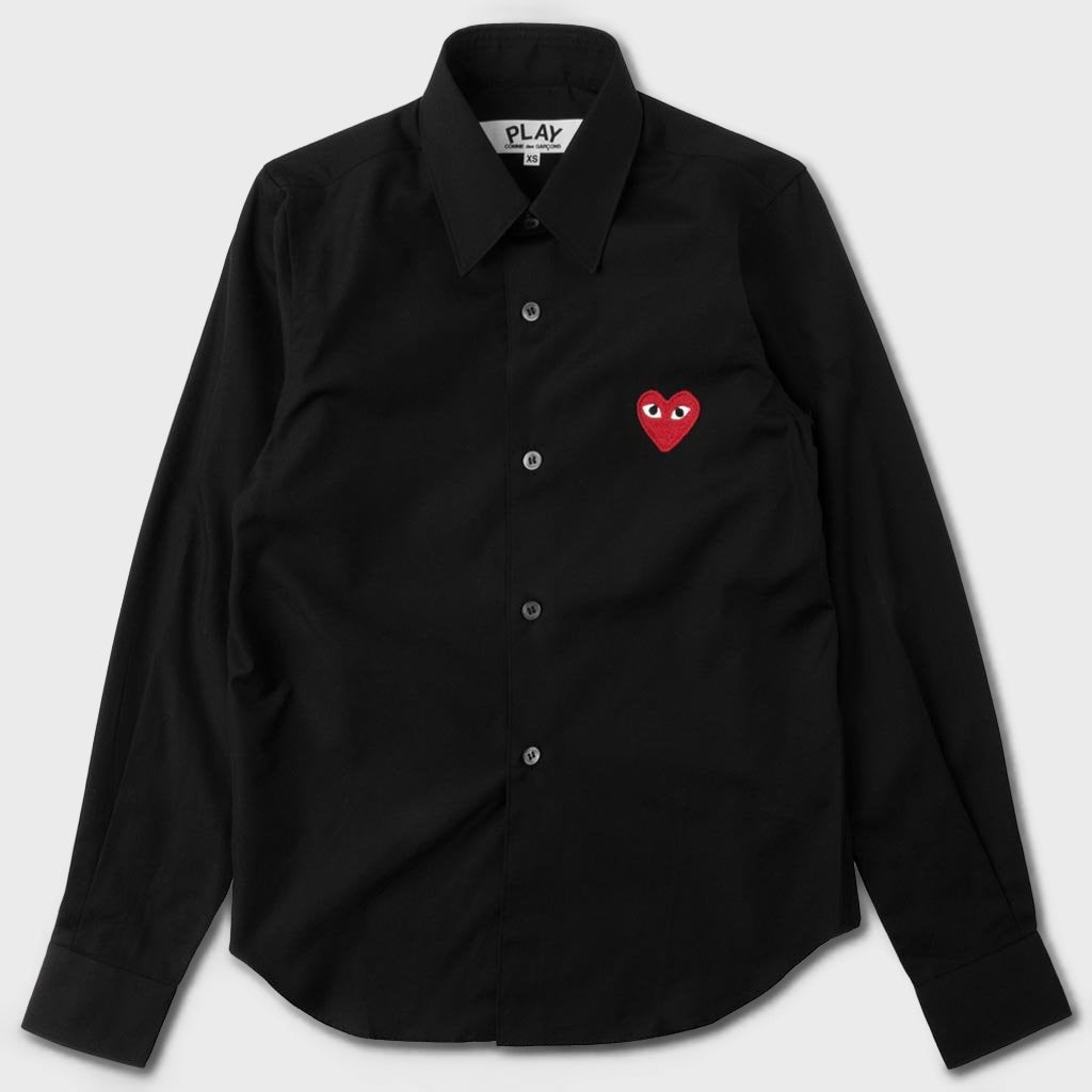 Women's Red Heart Button Up - Black